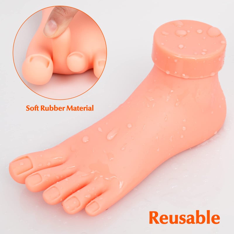krofaue Practice Fake Foot Model 1 Pair Flexible Soft Silicone Prosthetic Manicure Tool for Nail Tips Art Training - Image 5